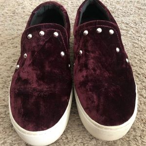 Rebecca Minkoff Maroon, Velvet Slip-on Shoes Size 8